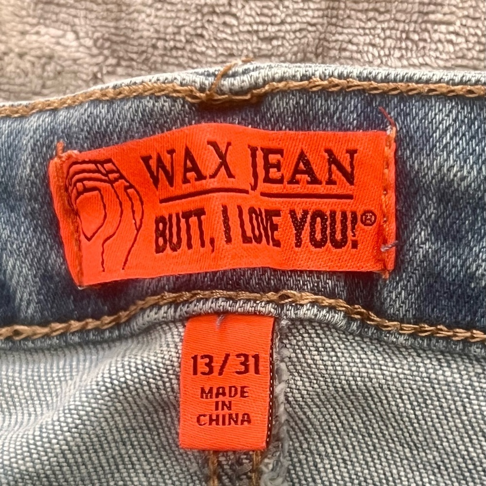 Wax Jean Distressed Skinny Jeans Size 13/31 Cuffed Hem - Picture 2 of 6